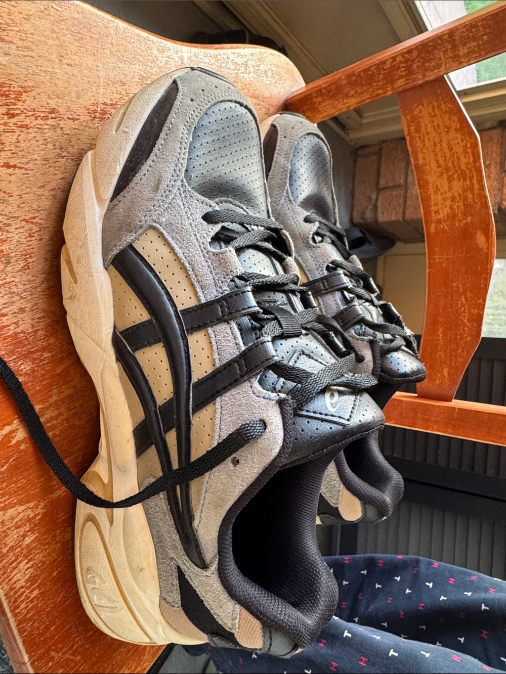 Asics Men's Gray and Black Suede-Trim Sneakers